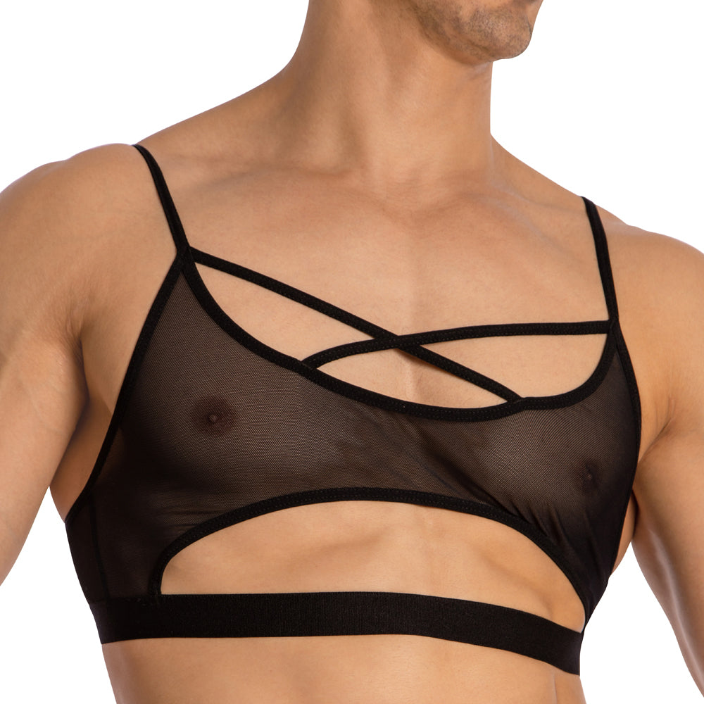 Secret Male SMA029 See Through Cross Strap Tops